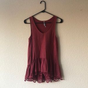 Crochet lace trim top